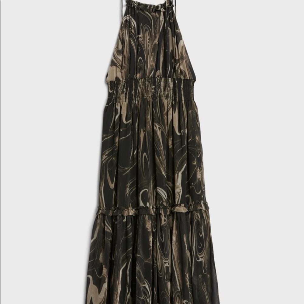 Black and Tan halter midi dress